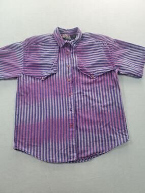 Vintage Ozark Mountain Purple/Pink Shirt Striped Mens Button Up Size Small